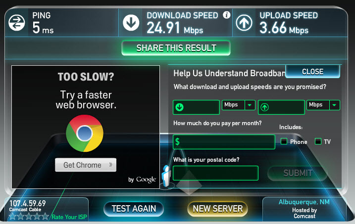 xfinity download speed test